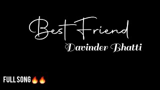 Best Friend | Official Music |  Davinder Bhatti | Prabh Kaur | Latest Punjabi Song 2020 |