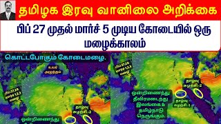 தமிழ்நாடு மாலை வானிலை ஆய்வறிக்கை-பிப் 27 முதல் மார்ச் 5 முடிய கோடையில் ஒரு மழைக்காலம்.