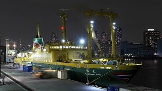 東海汽船「橘丸」の積み込み風景を撮ってみた TACHIBANA MARU in Tokyo 2014-AUG