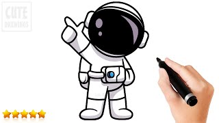 How to Draw an Astronaut Easy | Cute Drawings 👨‍🚀