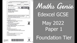 Edexcel GCSE Maths May June 2022 1F Exam Paper Walkthrough