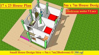 2024 New House Design#17 x 23 Feet - 2Bedroom  House Plan Under ₹5 Lacs I 5 x 7 Meter