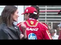 carlos sainz celebrates pole position with his girlfriend u0026 only 1 ferrari mechanic paddock bts