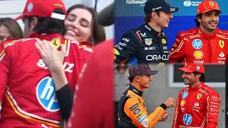 Carlos Sainz celebrates Pole Position with his girlfriend \u0026 only 1 Ferrari mechanic | Paddock BTS