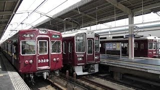 阪急電鉄 3300系 3329F 準急 河原町行き 9300系 9306F 特急 梅田行き 9310F さくら2014HM 特急 河原町行き 茨木市駅にて 阪急京都線