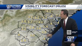 Tracking warm temperatures and areas of dense fog