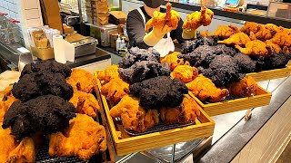 This chicken did not burn! Korean popular crispy black whole chicken