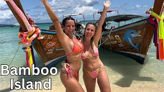 🇹🇭⛱️ THAILAND WALKING TOUR, PHI PHI ISLAND - BOAT TRIP TO BAMBOO ISLAND: THE MOST BEAUTIFUL PLACE!