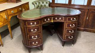 Antique Victorian Mahogany Inlaid Kidney Desk C1880 19th C