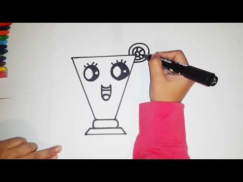 تعليم الرسم للأطفال بطريقة سهلة كيف أرسم كوب عصير برتقال كيوووتHOW 