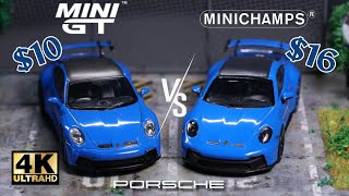 MINI GT vs MINICHAMPS 1:64 - Porsche 911 (992) GT3 Shark Blue l Cinema Shot 4K