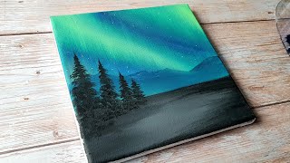 easiest way to paint the northern lights / easy acrylic painting for beginners ✨️