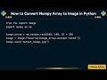 How to Convert Numpy Array to Image in Python