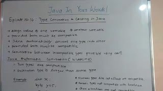 Episode14 Type coversion and casting in Java