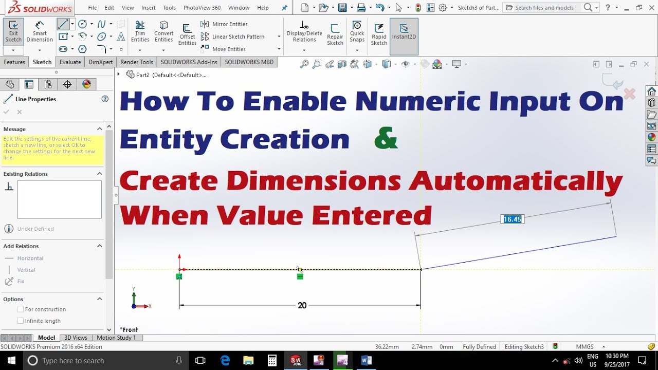 How To Enable Numeric Input On Entity Creation & Create Dimensions ...