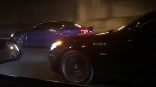 Insane race BMW M5 VS Mustang GT VS LEXUS ISF Highway Race