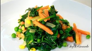 Chef Ricardo 10 Minute Stir Fry Spinach With Veg Home Cooking | Recipes By Chef Ricardo