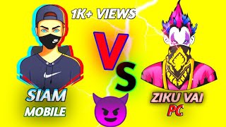 Siam FF Vs Ziku vai official. Hacker gameplay👽. 1v1. Who won??