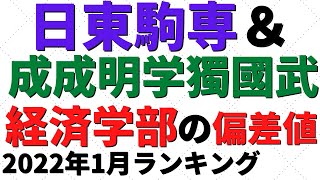 日東駒専＆成成明学獨國武の経済学部の難易度【日大/東洋/駒澤/専修/成城/成蹊/明治学院/國學院 2022/1】