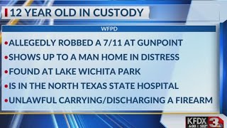 A 12-year-old boy is in custody after allegedly robbing a 7/11 at gunpoint