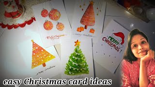 🎅 easy diy Christmas greetings card/ 5 easy painting card idea for beginners 🌲🔔