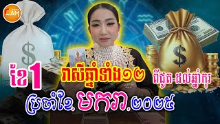 រាសីឆ្នាំទាំង១២ ប្រចាំខែ១ (ខែមករា) ឆ្នាំ2025 | ចៅម៉ែទាយសន្លឹកបៀ | Khmer Horoscope