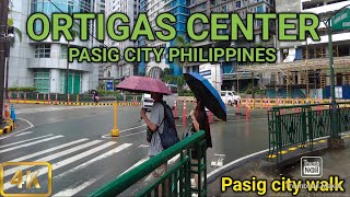 Amazing Wet Day Walk in Ortigas Center|One Hour Walk at the Modern City in Pasig City Phil.[4K]