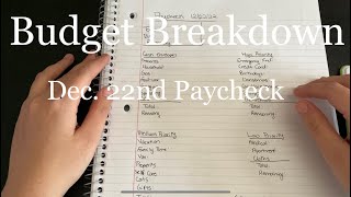 Budget Breakdown December 22nd Paycheck