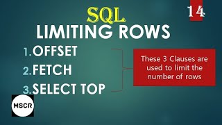 #SQL 14 || Limiting Rows ( OFFSET , FETCH, SELECT TOP )
