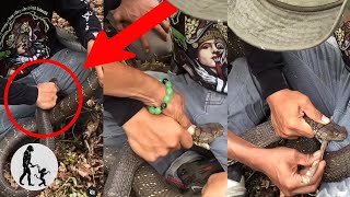 poisonous snake bites man in the worst place