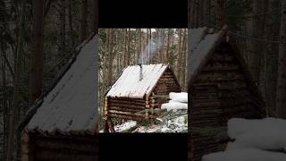 Building Log Cabin in the Woods from Wind-Fallen Trees FULL VIDEO ON MY CHANNEL #bushcraft #survival