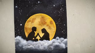 Moon Light Couple Painting || Romantic couple Painting ||Acrylic Painting for beginners Step by Step