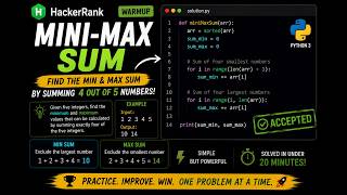 HackerRank Mini-Max Sum | Python 3 Solution & Explanation