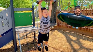 BEST PLAYGROUND PARK at the ZOO! CALEB PLAYS outside at FUN KIDS OUTDOOR PLAYGROUND w/ MOM & DAD!
