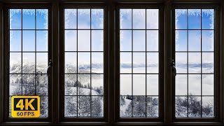 4K Mountain Window View – Stunning Snowy Mountain Landscape in Austria – Relaxing, Calming, Ambience