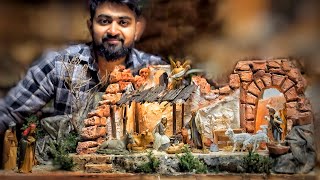 Easy Christmas Nativity Scene step by step making video | Pulkoodu  പുൽക്കൂട് | Italian Crib