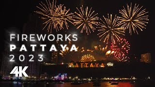 [4K] Fireworks show in Pattaya 2023. Happy New Year in Thailand, salute in Pattaya 2023