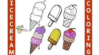 How to Colour in Icecream | Icecreams coloring | Learn Coloring by Kids Classroom