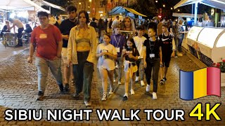 sibiu nightlife|romenia night walking 4k relax city walk