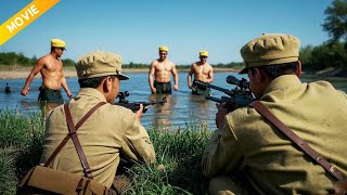 Anti-Japanese Movie! Japanese army bathes in the river, not knowing a sharpshooter lies in ambush.