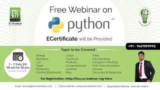 Live | Python Webinar | Python Programming for Beginners - Python Tutorial | Day 2(1/7/20 to 7/7/20)