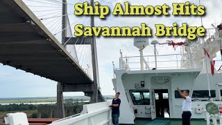 One of World’s Largest Container Ships passing Under Bridge in Savannah Georgia