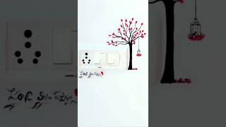 Wall painting tree design and switch board decoration // tree// #shorts #painting #viral