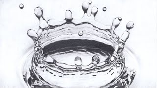 【鉛筆画タイムラプス】しずく、波紋｜Pencil Drawing Time Lapse｜Water drop splash