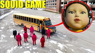 I CAUGHT THE SQUID GAME DOLL SCHOOL BUS IN REAL LIFE! (THEY CAPTURED US)