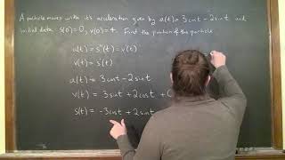 A rectilinear motion problem with antiderivatives
