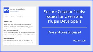 Secure Custom Fields: Issues for Users and Plugin Developers