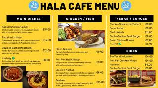 HALA CAFE DINNER MENU