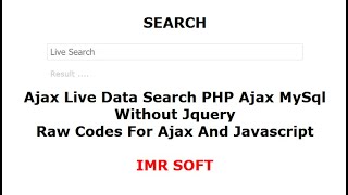 Ajax Live Data Search using PHP MySql JavaScript without Jquery