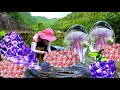 Prying open the giant clam in freshwater, the girl gains a unique and charming treasure of pearls